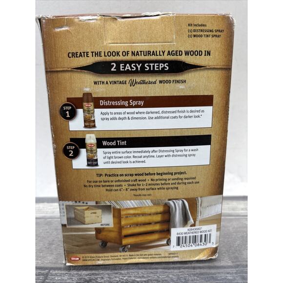 KRYLON VINTAGE FINISH Weathered Wood PAINT KIT, Distressing And Tint Spray {VV} - Picture 6 of 11